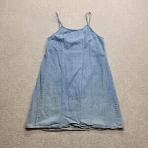 Vintage Blue Denim Mini Dress One Piece Women's 26"x16" Large Preowned